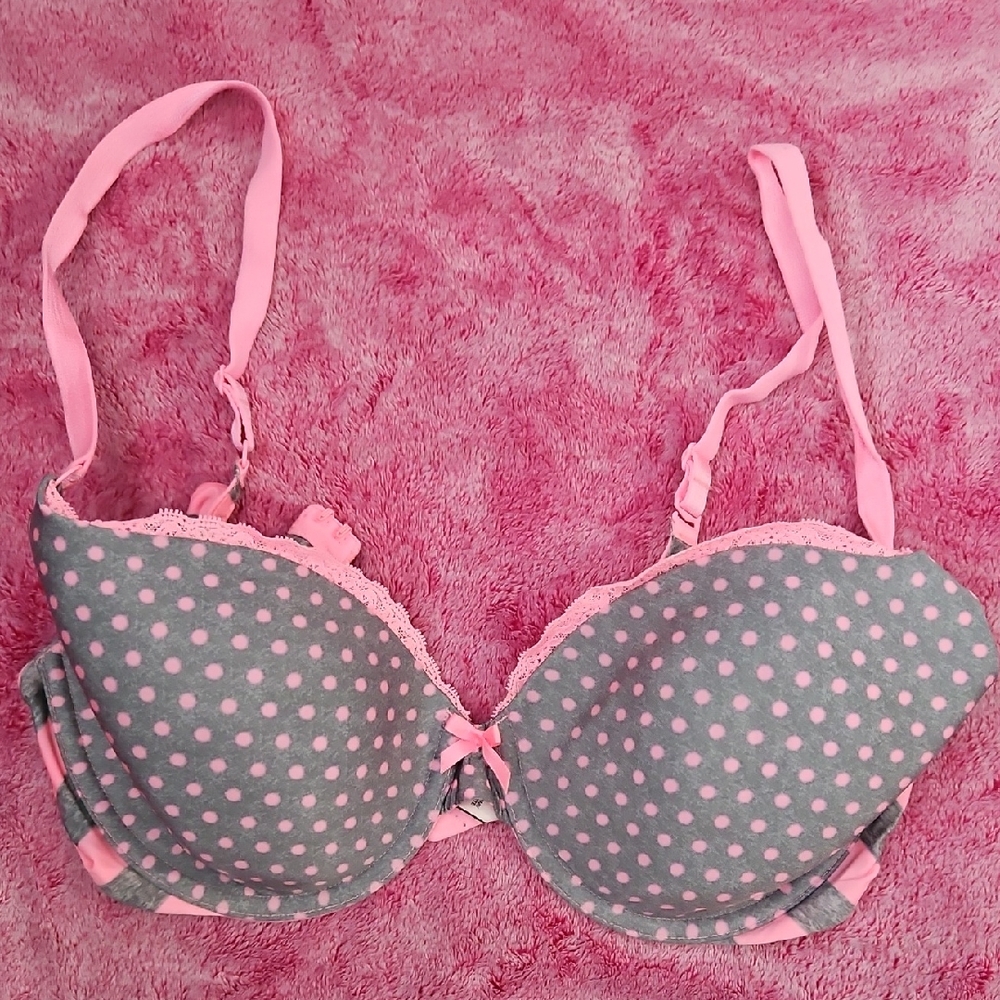 Victoria's Secret Dot Pink and Gray Bra